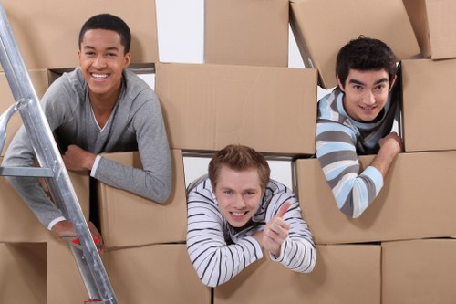 Boxes and furniture being loaded during a Leytonstone house removal