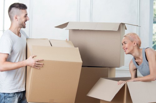 Packed boxes and household items ready for house movers in Leytonstone